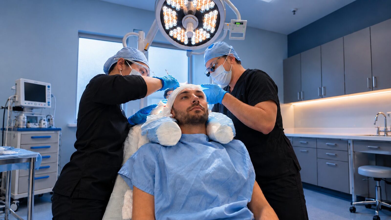 Nova Medical Miami surgical team preparing a patient in the Aventura procedure room